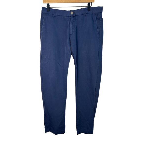 Faconnable Men's Blue Cotton Linen Straight Fit Dress Pants, Size 48 - Picture 1 of 7